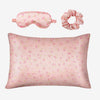 Glampton Satin Sleep Set in floral vintage print featuring the pillowcase eye mask and scrunchie